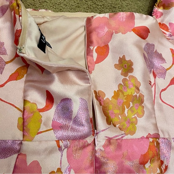 Lulus So Stunning Pink & Orange Multi Floral Jacquard Puff Sleeve Mini Dress XXL - Picture 6 of 8